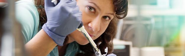 Jana Hassan of the Lewis Lab works with samples